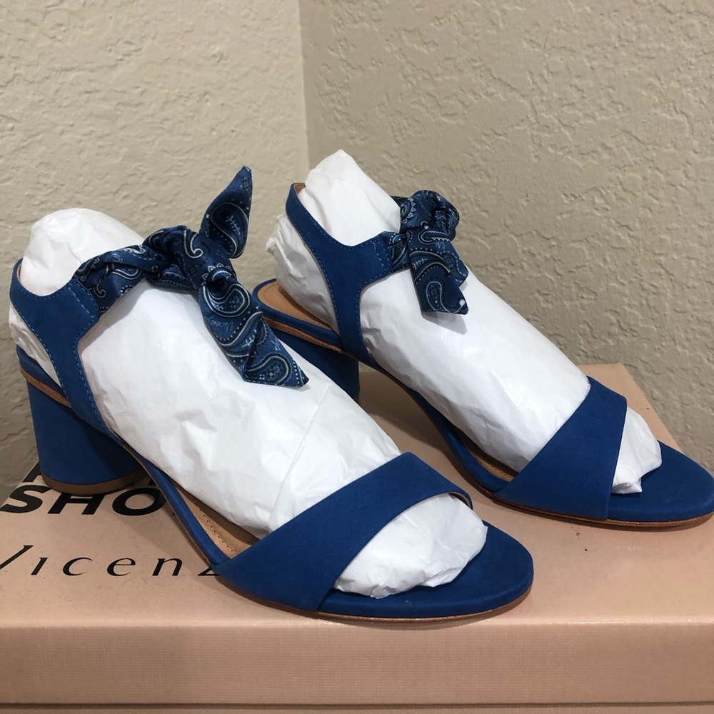 Anthropology Vicenza Bandana Bow Heel Blue sandals - Picture 2 of 10